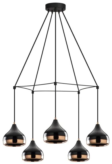 Luster na lane YILDO 5xE27/40W/230V čierna/medená