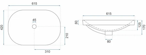 REA-U8700 - Umývadlo na dosku ARLETA 42x61,5 cm keramika/lesklá biela