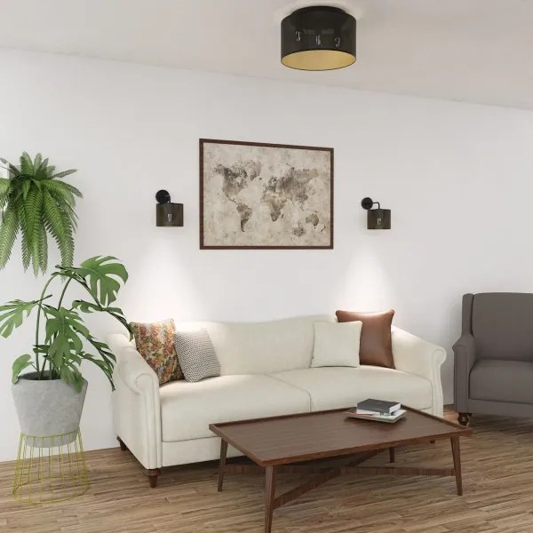 Luster prisadený LOFT SHADE 3xE27/60W/230V čierna/zlatá