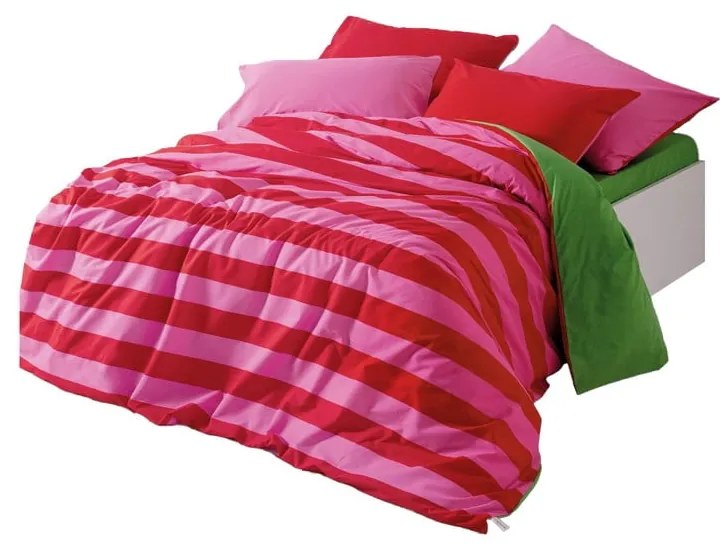 Zelené/ružové obliečky na dvojlôžko/predĺžené z bavlny Renforcé s plachtou/4-dielne 200x220 cm Cherie – Mijolnir