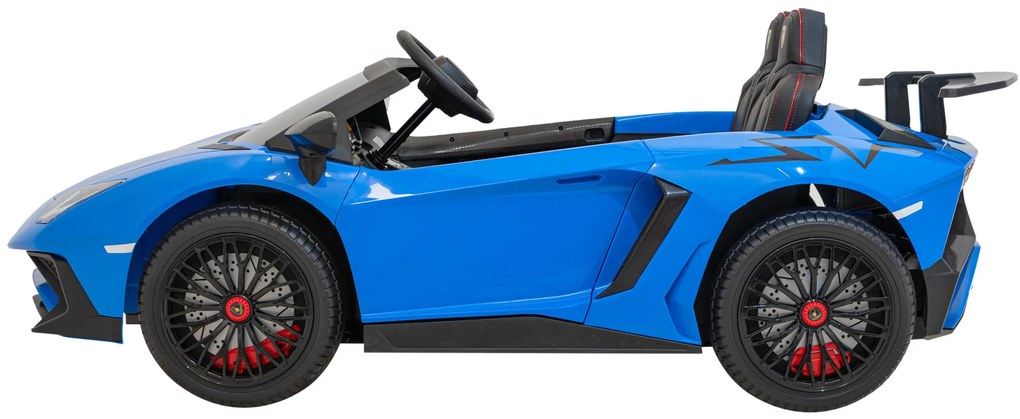Autíčko Lamborghini Aventador SV na batérie pre 2 deti Modré + 2,4 GHz diaľkové ovládanie + EVA pena + audio LED