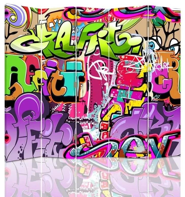 Ozdobný paraván Graffiti - 180x170 cm, päťdielny, klasický paraván