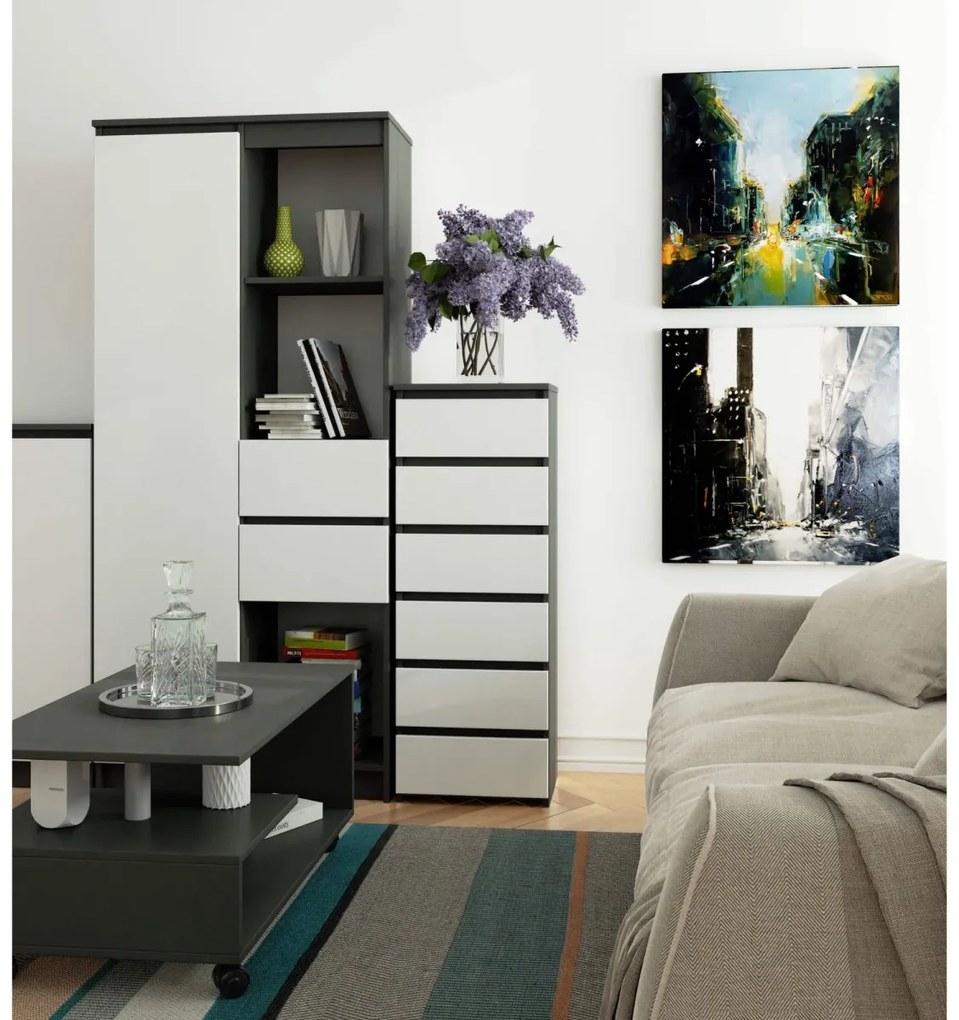 Komoda CL6 40 cm grafitově šedá/bílá