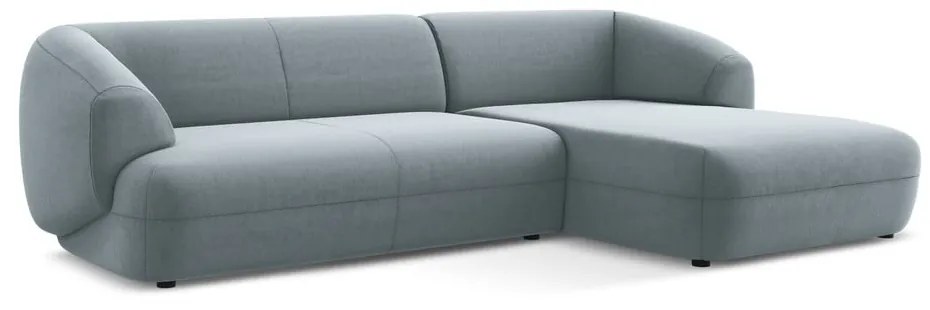 Svetlomodrá zamatová rohová pohovka (pravý roh) Moana – Makamii