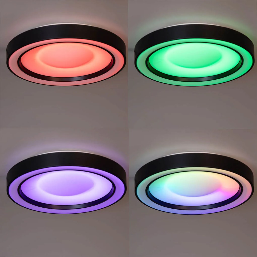 Stropné svietidlo čierne vrátane stmievateľného RGBW LED s diaľkovým ovládaním - Arco