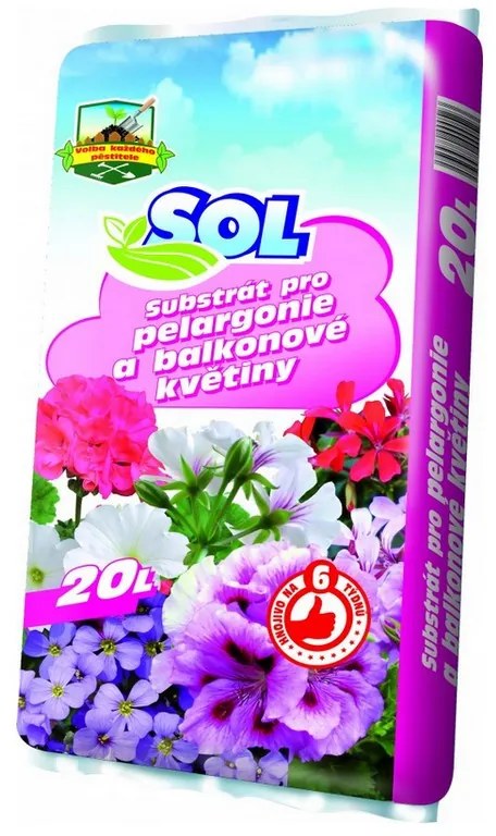Substrát SOL pre Pelargónie a rastliny 20 lit SUB-00523
