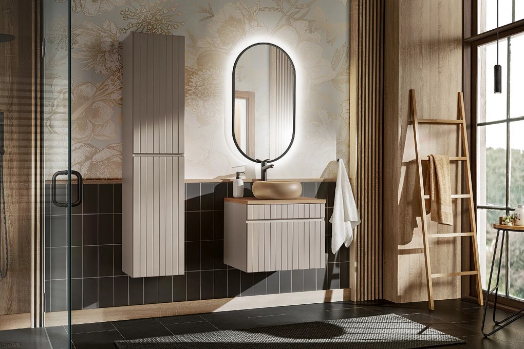 Comad Závesné zrkadlo s LED osvetlením Apollo Black 50x90 cm, čierna