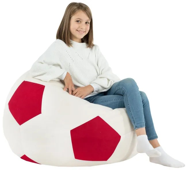 Sedací vak Futbal červený plyš