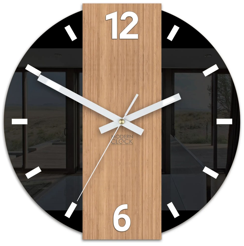 Bambusové nástěnné hodiny Primo 30 cm hnědé/černé