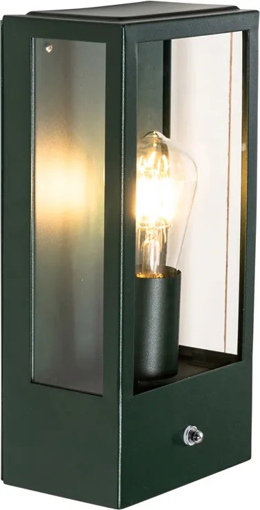 Vonkajšia nástenná lampa tmavozelená so senzorom súmraku IP44 - Rotterdam
