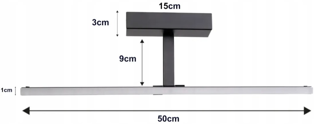BERGE Nástenné svietidlo LED do kúpeľne - 50 cm - 12 W čierne