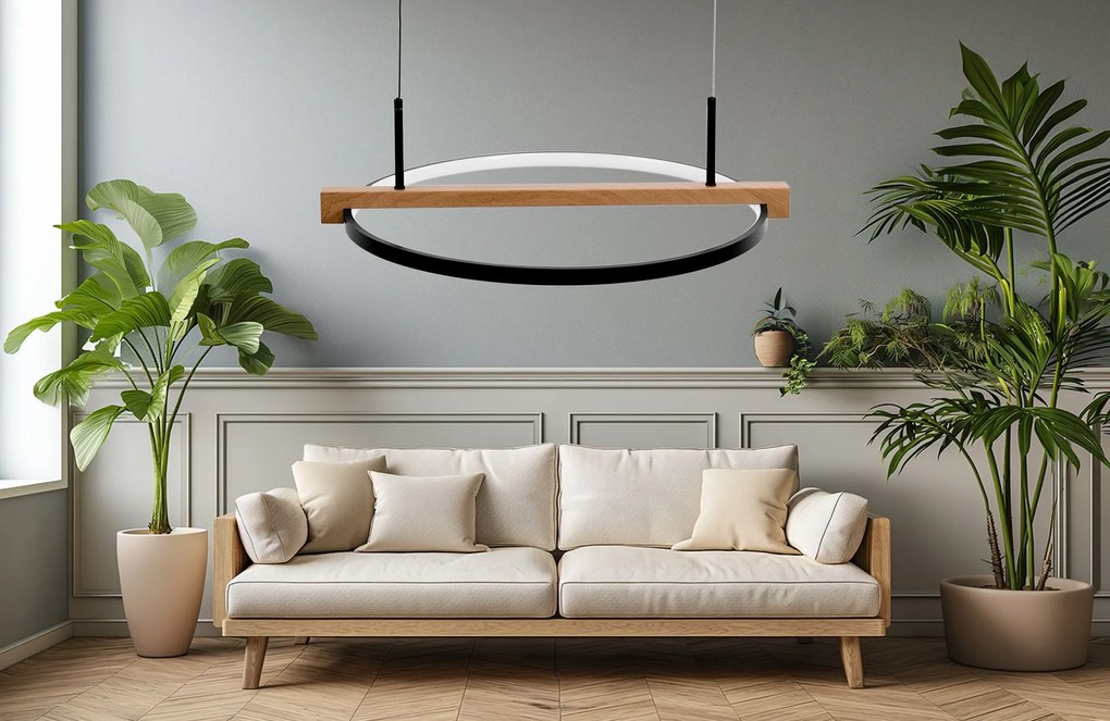 Toolight Toolight, LED stropné svietidlo 60cm + diaľkové ovládanie APP1530-CP, čierna-hnedá, OSW-05660