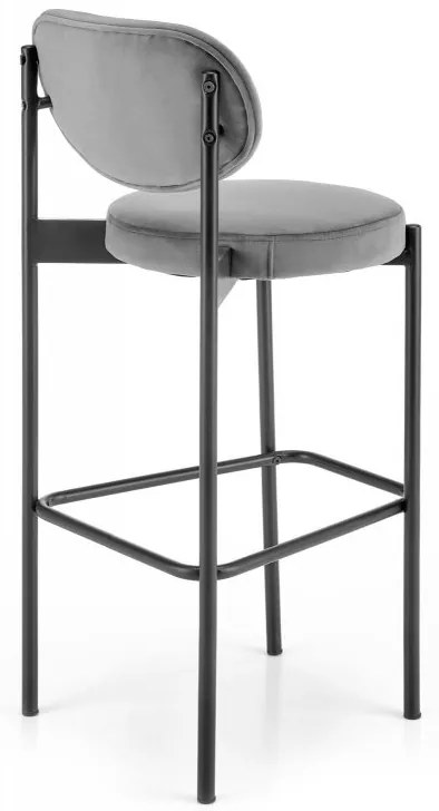Barová stolička KROBUS — oceľ, látka, sivá