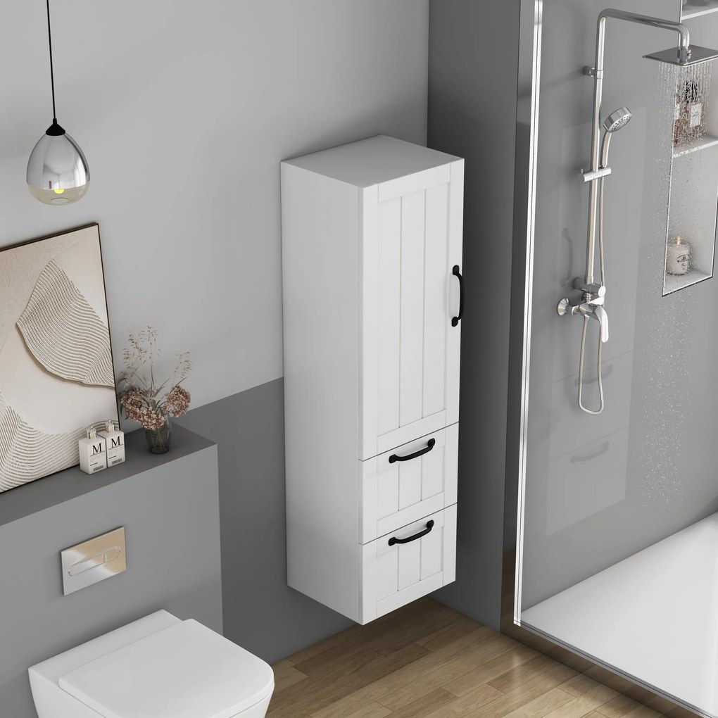 Vysoká závesná kúpeľňová skrinka Houseland Elyra 120 cm biela