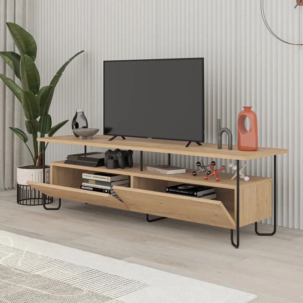 TV stolík v dekore duba v prírodnej farbe 150x45 cm Dilly – Marckeric
