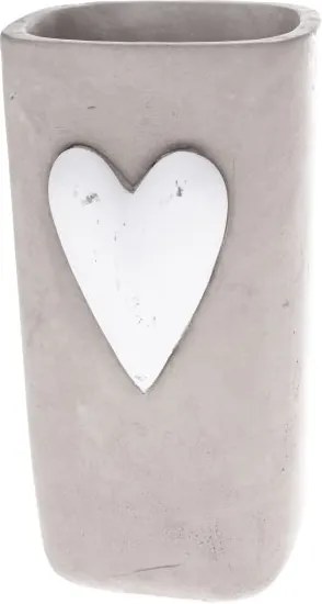 Betónová váza so srdiečkom šedá 12×23,5×15cm