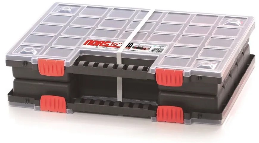 Dvojkufríkový organizér 39,9 × 30,3 × 10 cm, prepážky, sivá