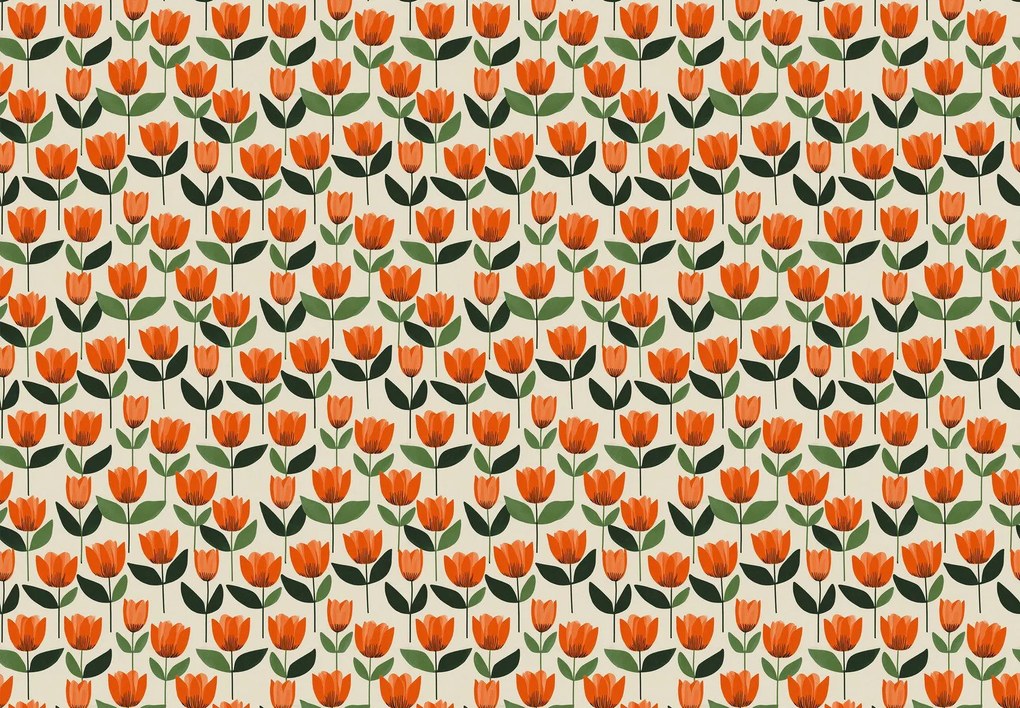 Fototapeta - Vzor s tulipánmi (147x102 cm)