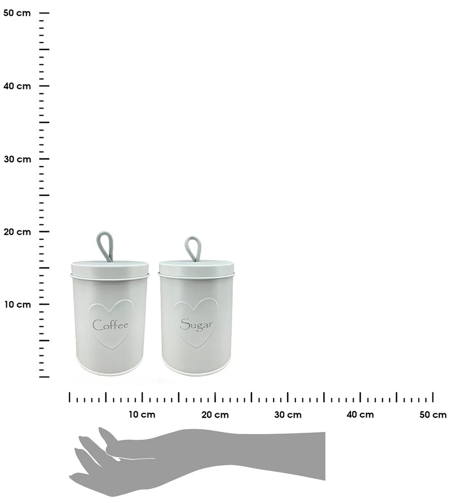 Sada 2ks kovová nádoba na kávu a cukor Molly, 1,4 l