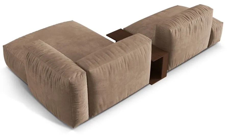 Svetlohnedá zamatová modulárna rohová pohovka (pravý roh/s leňoškou) Martina – Micadoni