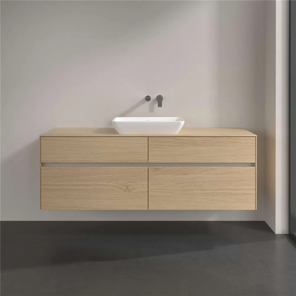 VILLEROY &amp; BOCH Collaro závesná skrinka pod umývadlo na dosku (umývadlo v strede), 4 zásuvky, 1600 x 500 x 548 mm, Nordic Oak, C12000VJ