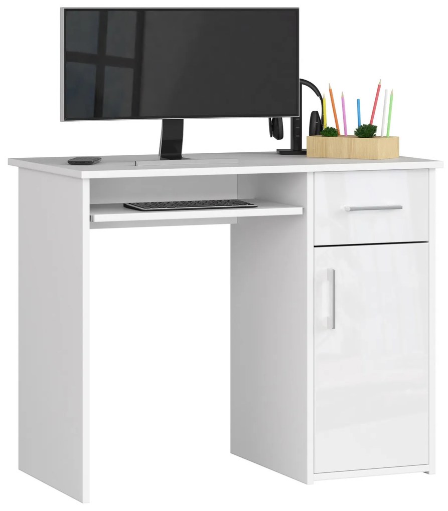 PC stolík Padma (biela + biely lesk). Akcia -18%. Vlastná spoľahlivá doprava až k Vám domov. 1068713