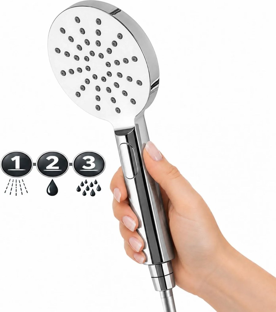 Erga Dubaj, sprchový set s termostatickou batériou a hlavovou sprchou 30 cm, chrómová, ERG-YKA-BP.DUBAJ-THERM-30-CHR