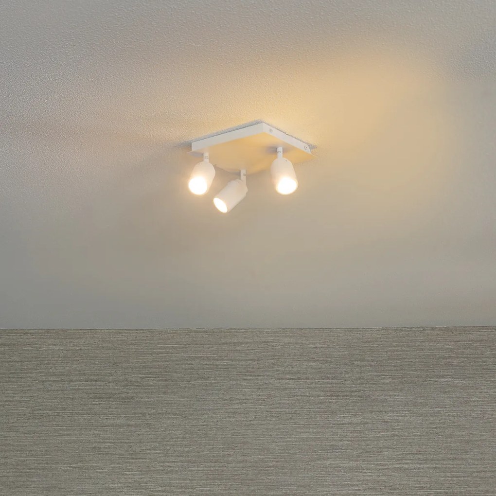 Moderné kúpeľňové bodové svetlo biele štvorcové 3-svetlo IP44 - Ducha