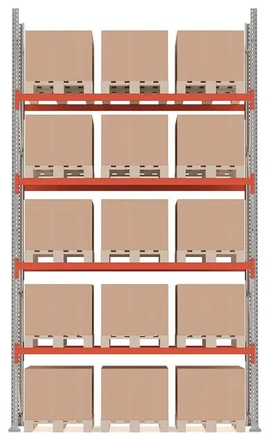 Paletový regál ULTIMATE, základná sekcia, 15 paliet, 5000x2750x1100 mm
