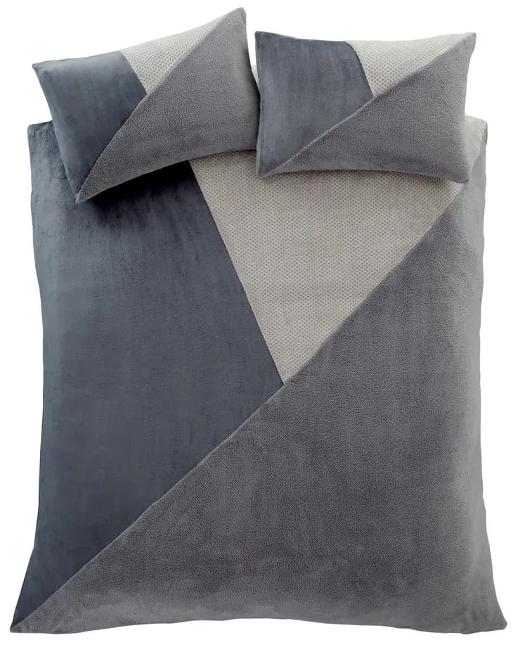 Sivé fleecové obliečky na jednolôžko 135x200 cm Cosy Larsson Geo – Catherine Lansfield
