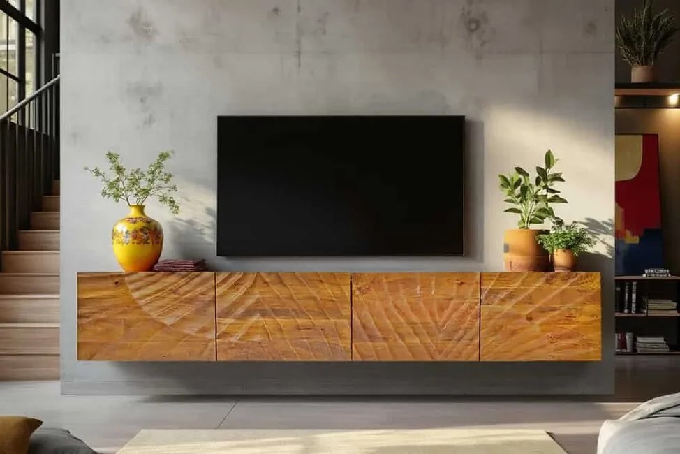 Dizajnový závesný TV stolík Scorpion Mango 200cm