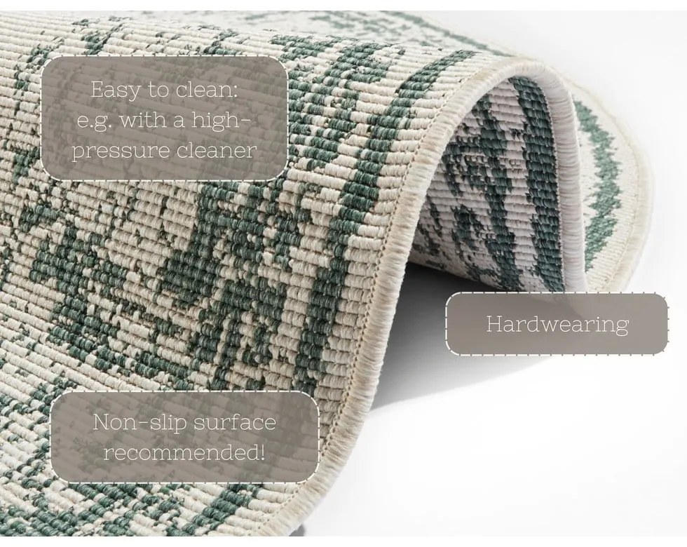 Zeleno-krémový vonkajší koberec NORTHRUGS Borbon, ø 140 cm