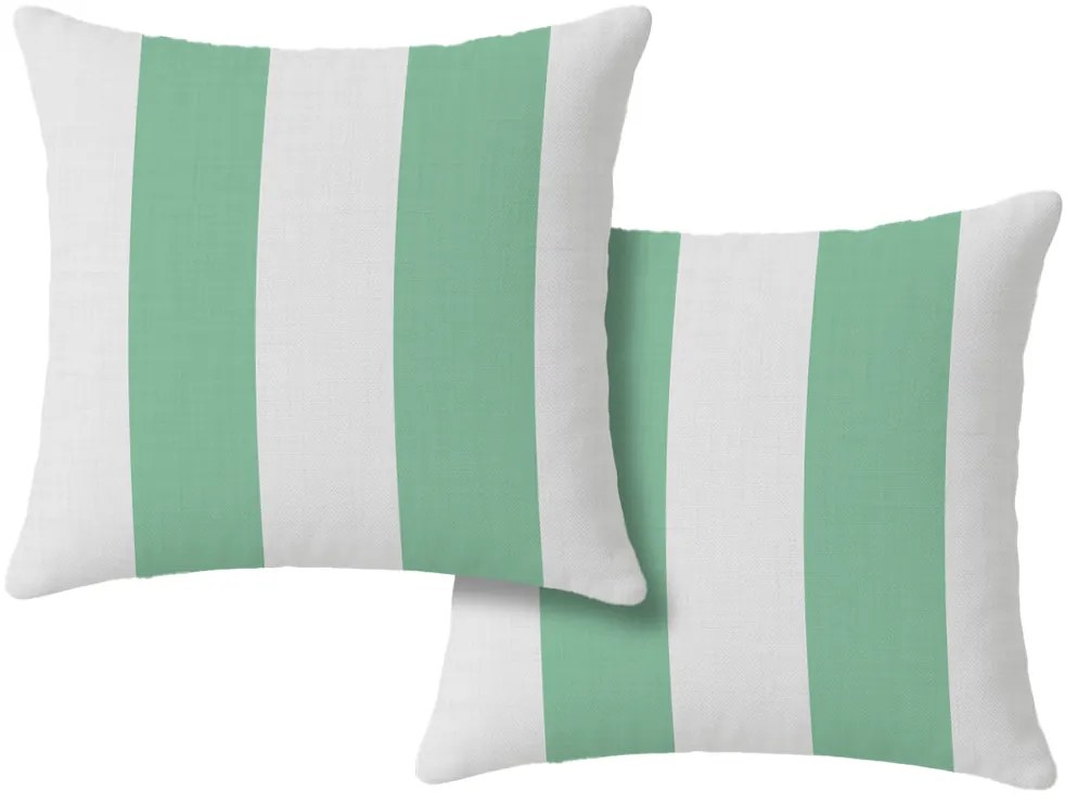 Sada 2 ks dekoračných obliečok na vankúš STRIPES 45x45 cm, bielo-zelená