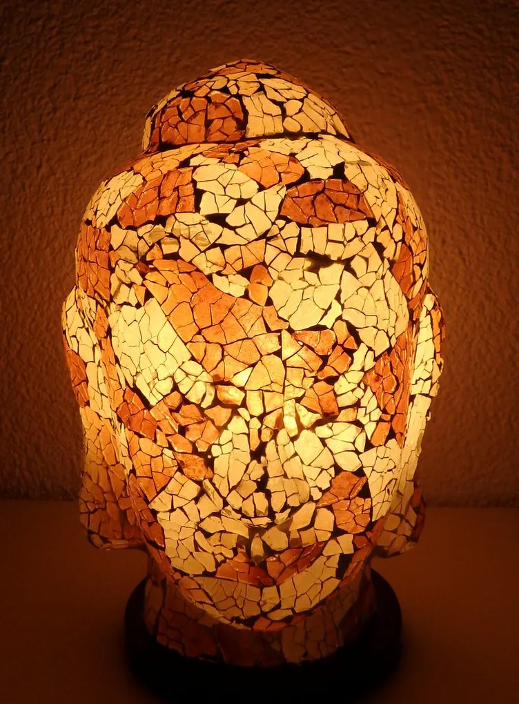 Stolná lampa HLAVA BUDHA, ručná práca