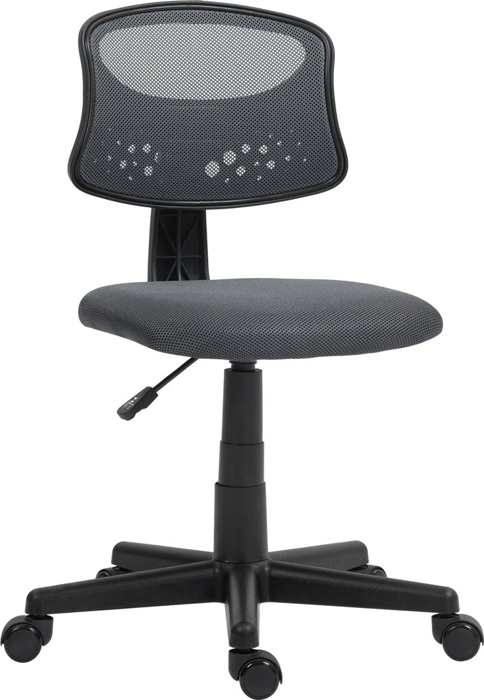 HOMCOM Bezruký Ergonomický kancelársky stolička s mriežkovým operadlom, otočná pracovná stolička, nastaviteľná výška, nosnosť 120 kg, šedá | Aosom