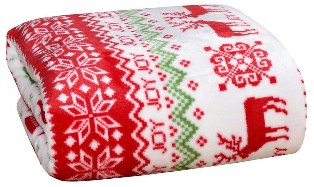 Biela vianočná mikroplyšová deka CHRISTMAS JOY Rozmer: 200 x 220 cm