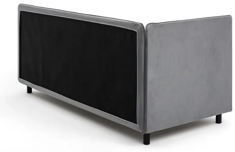 Sivá čalúnená jednolôžková posteľ s úložným priestorom s matracom 90x200 cm Avela – Bonami Selection