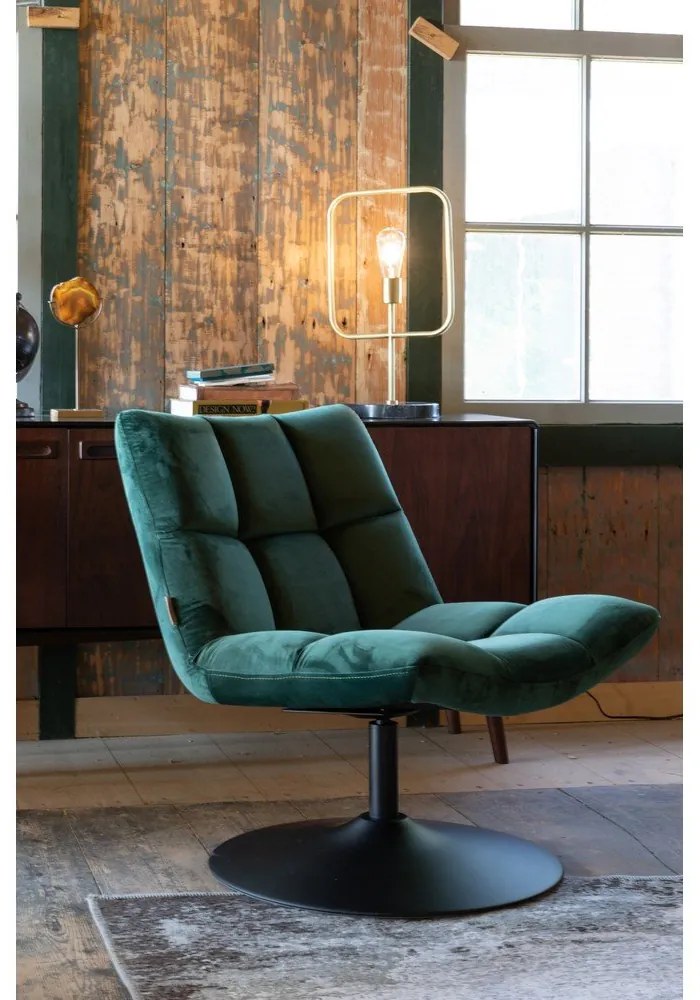 Zelené zamatové kreslo Dutchbone Bar