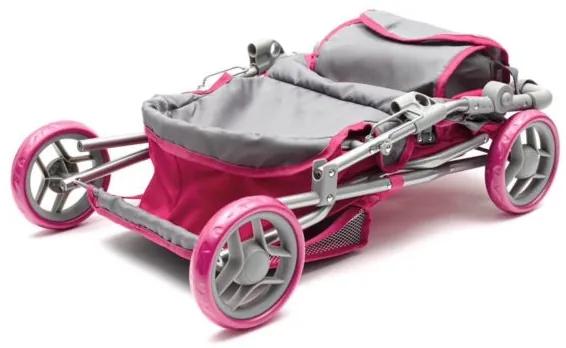 BABY MIX Hlboký kočík pre bábiky Baby Mix Viola ružovo šedý