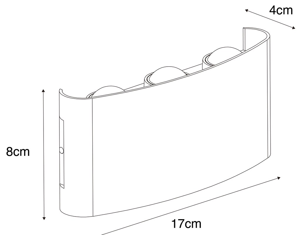 Vonkajšia nástenná lampa čierna vrátane LED 6-svetlo IP54 - Silly