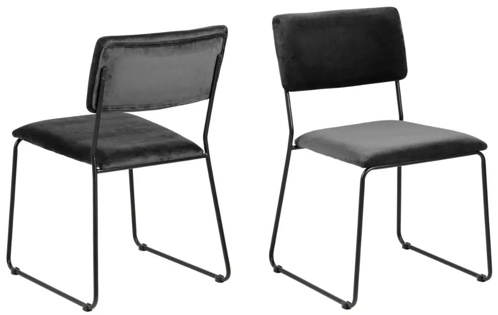 Actona 2x Jedálenská stolička Cornelia - sivá / čierna
