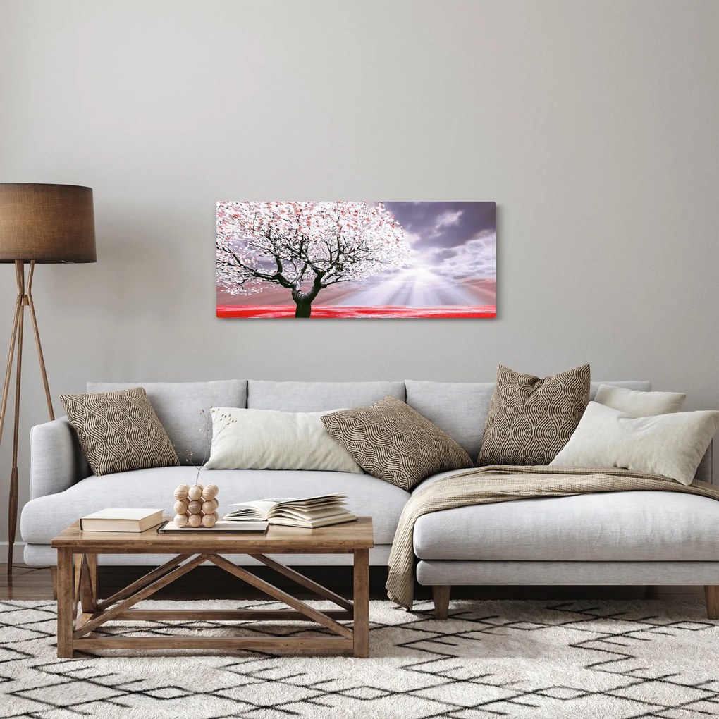 Červený obraz stromu (120x50 cm)