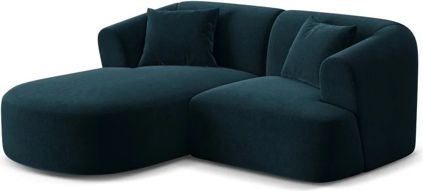 Zamatová rohová pohovka v petrolejovej farbe (ľavý roh/s leňoškou) Campi – Cosmopolitan Design