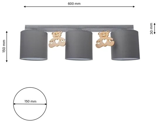 Detské stropné svietidlo BEAR 3xE27/60W/230V