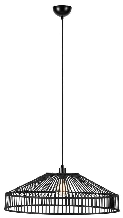 Čierne závesné svietidlo s bambusovým tienidlom ø 70 cm Tapa – Markslöjd