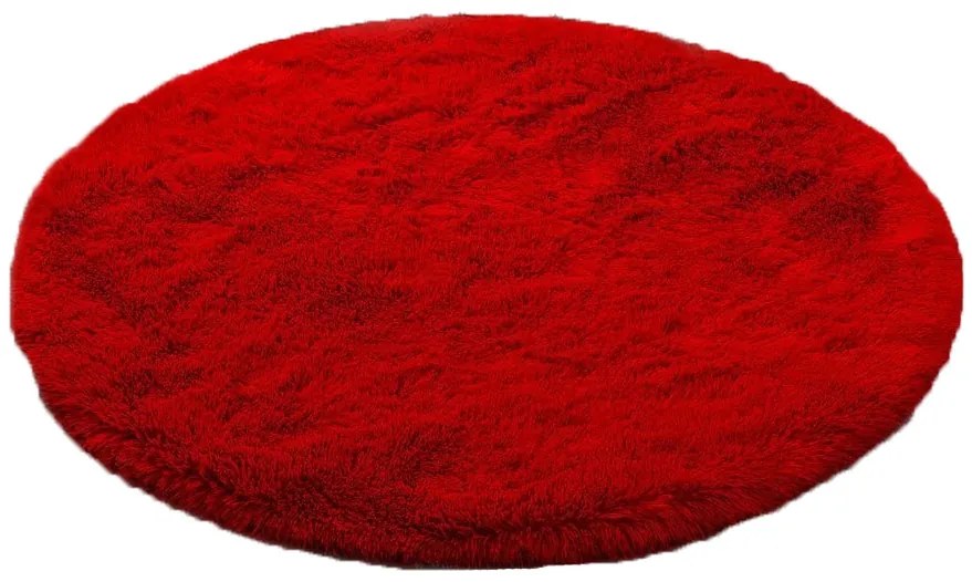 Červený okrúhly shaggy koberec Lana Rozmer: 80 cm