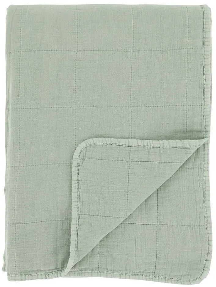 Zelený prehoz s opraným vzhľadom Aix Vintage Quilt verte - 130*180 cm