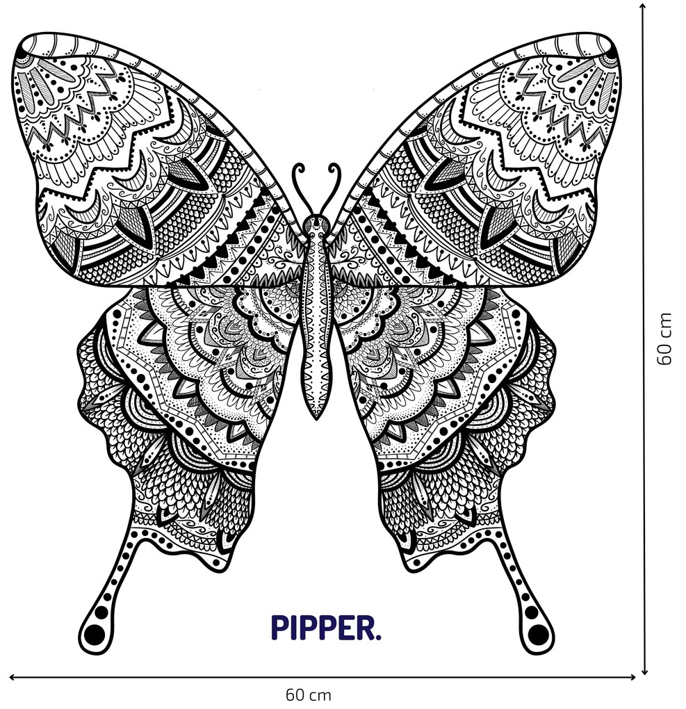 PIPPER. Samolepka na stenu "Mandala motýľ"