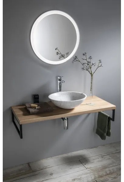 Sapho - Umývadlo na dosku BLOK, priemer 42 cm, kameň/Carrara/matná biela