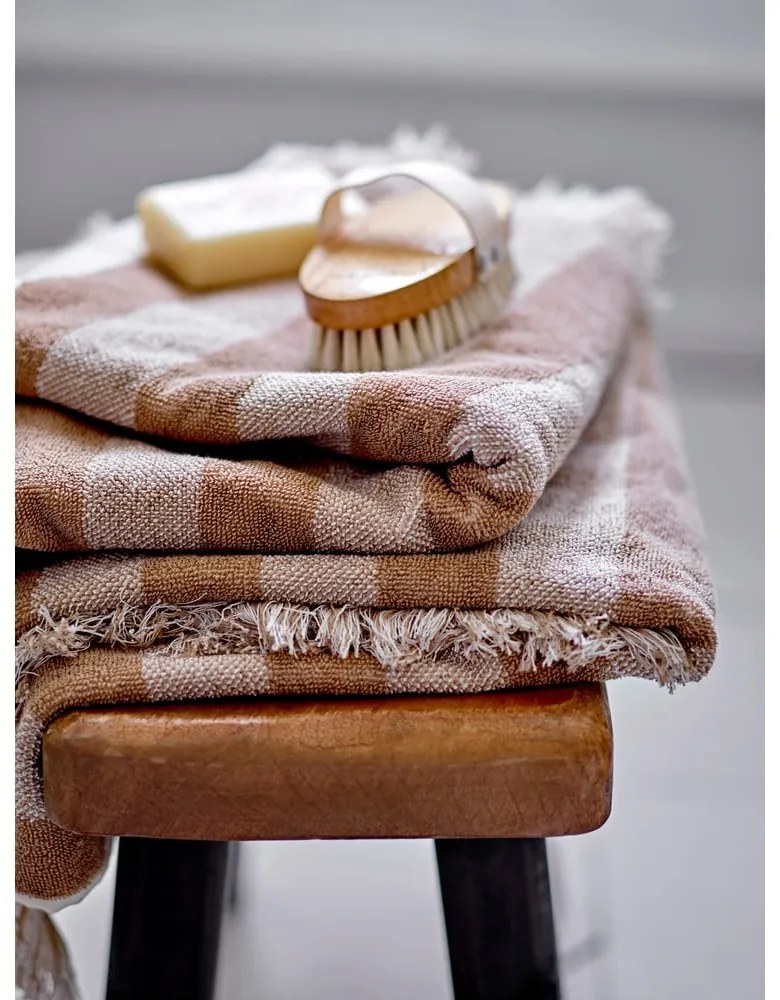 Hnedo–béžový bavlnený uterák 50x100 cm Elaia – Bloomingville